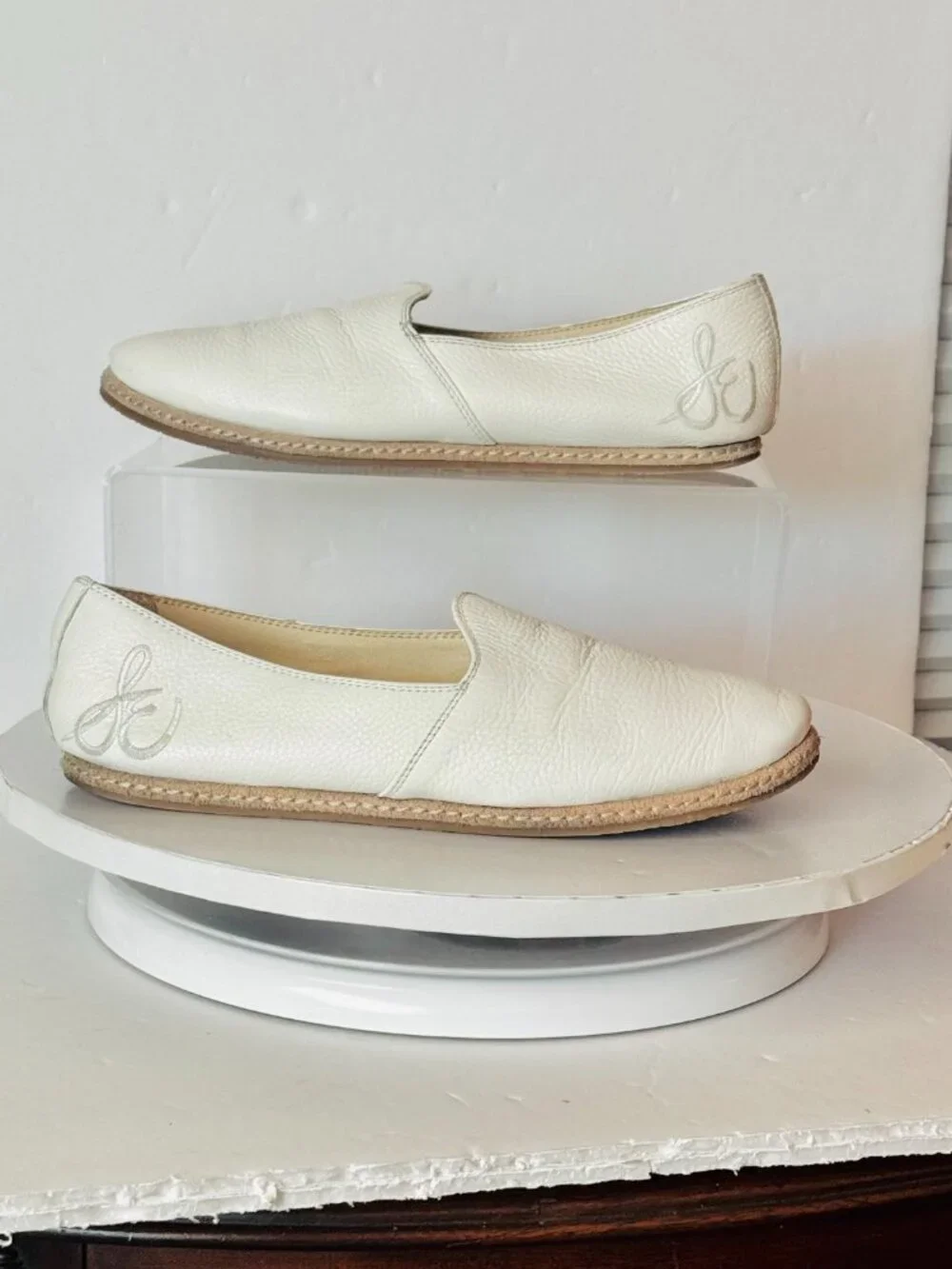 Sam Edelman Everie 8M White Cream Leather Slip on Flats Loafers